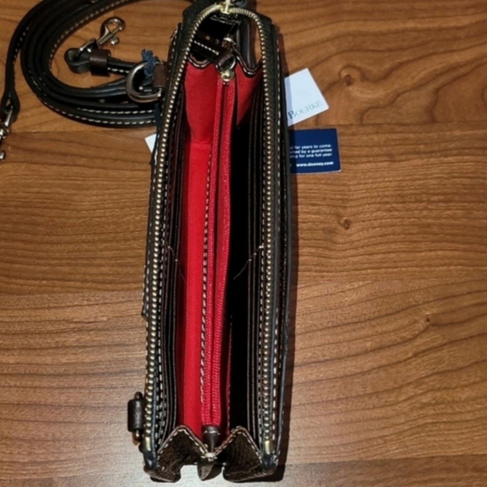 DOONEY & BOURKE Gingy Embossed Chestnut Brown Leather Crossbody Bag - Picture 12 of 12
